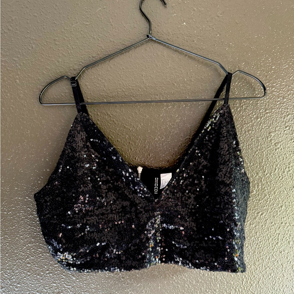 Sequin Black Bralette Top